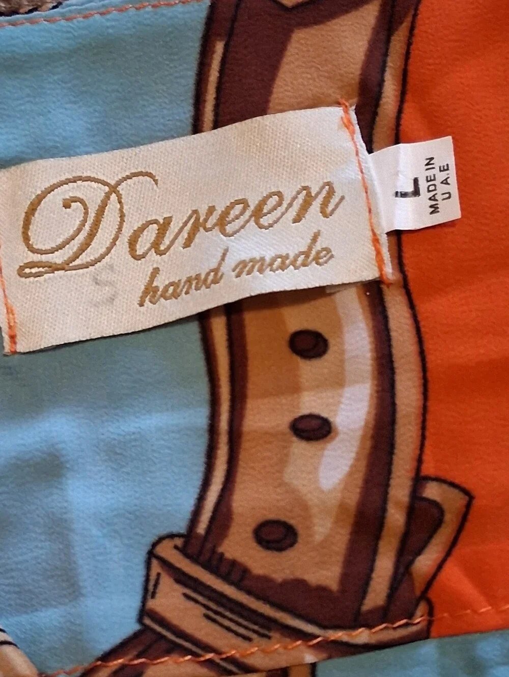 Dareen Hand‎ Made Chain Print Maxi Dress SzL Multicolor Wrap Vacation Beach